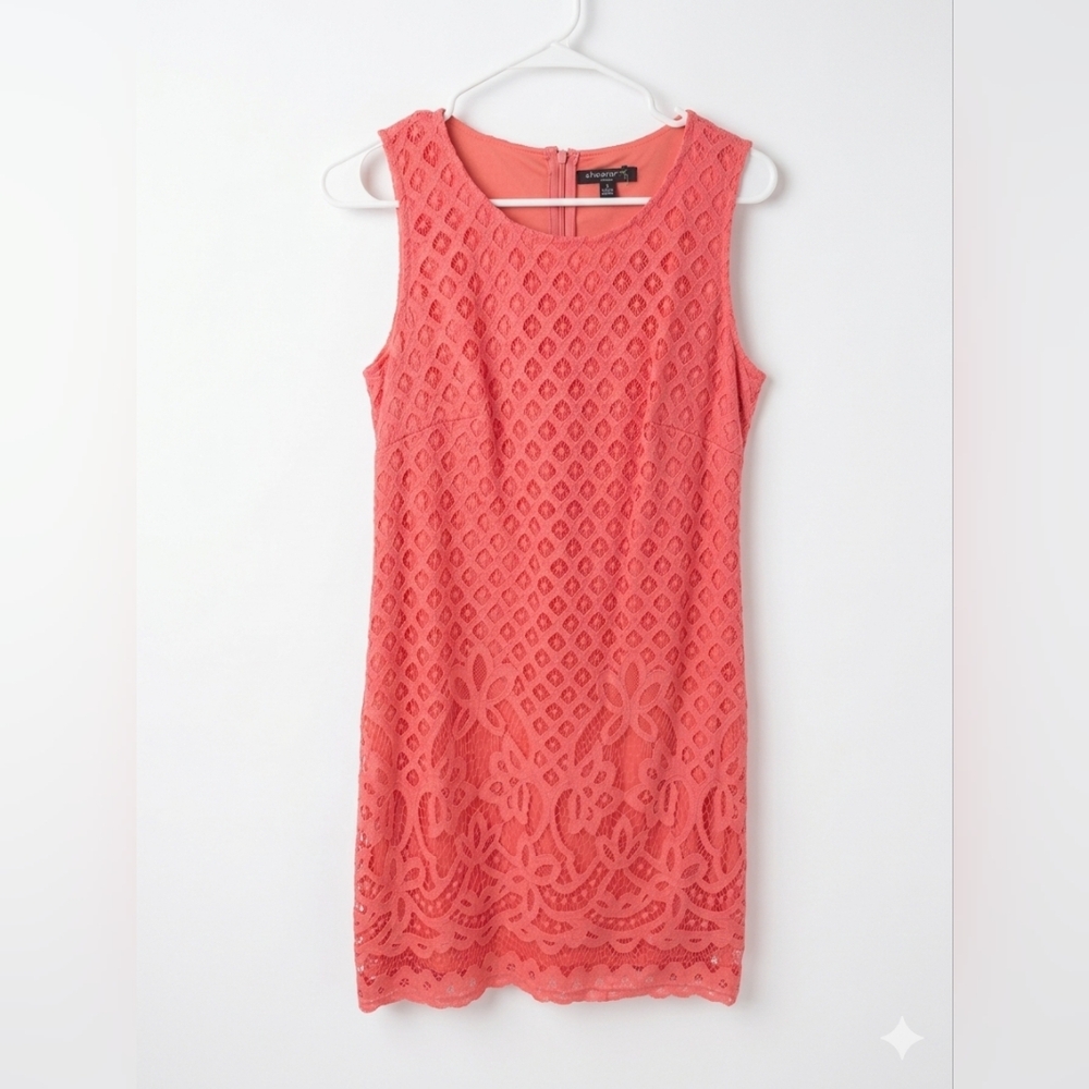 Sleeveless Coral Lace Sheath Dress - Sz 8 NWT